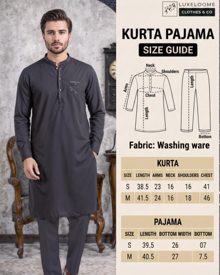 Washing Ware Dark Grey Kurta & Pajama
