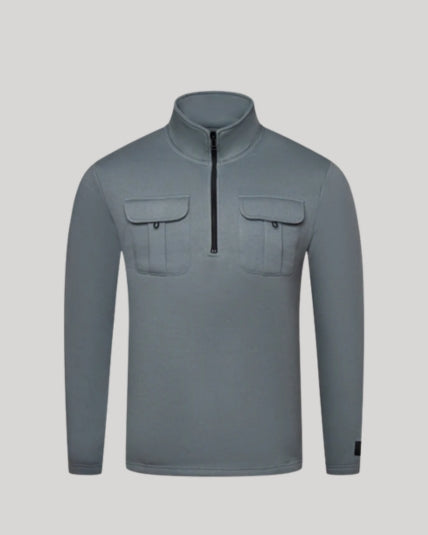 Old Money Grey Half Zipper