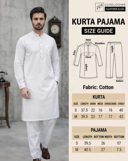 Cotton White Kurta & Pajama
