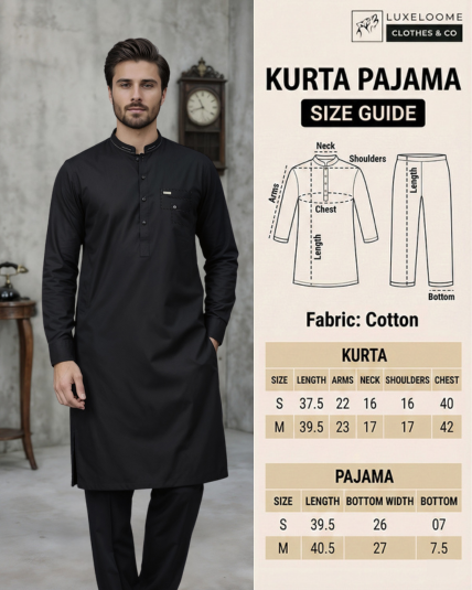 Cotton Black Kurta & Pajama
