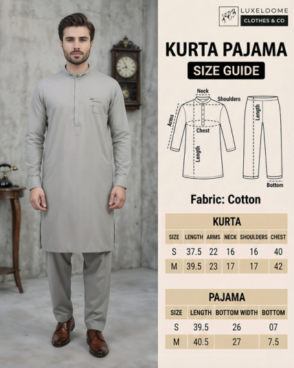 Cotton Ash Grey Kurta & Pajama