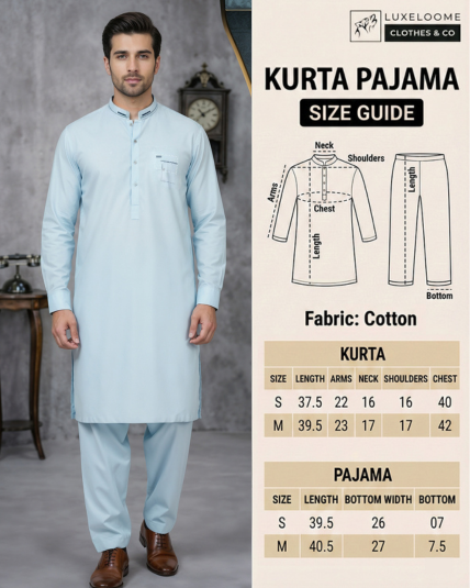Cotton Sky Blue Kurta & Pajama